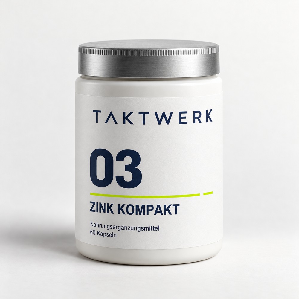 TAKTWERK Zink Kompakt in einer weißen Dose mit silberfarbenem Deckel, 60 Kapseln